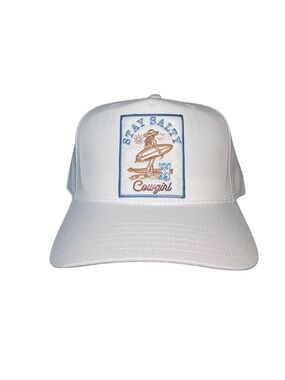 White 'Stay Salty Cowgirl' Embroidered Patch Baseball Cap